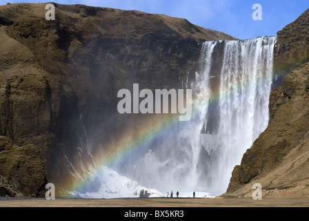 Rainbow over Skogafoss waterfall, South Iceland, Iceland, Polar Regions Stock Photo