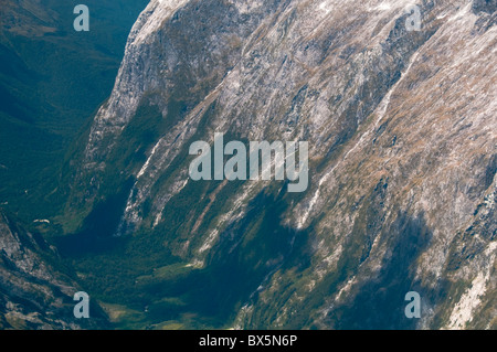 Southern Alps,Arial Photography to Milford Sound,Valleys, Snow Capped Mountains,Souther Island New Zealand Stock Photo