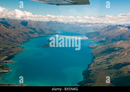 Southern Alps,Arial Photography to Milford Sound,Valleys, Snow Capped Mountains,Souther Island New Zealand Stock Photo