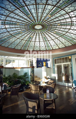 The sun lounge of the Art Deco Burgh Island Hotel near Bigbury on Sea, Devon, UK Stock Photo