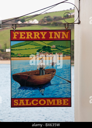 Hanging sign for the Ferry Inn public house in Salcombe Stock Photo - Alamy