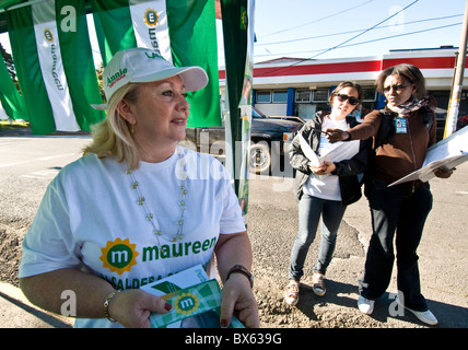 Municipal elections San José Costa Rica Party supporters and International observers in background. Stock Photo