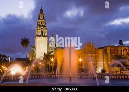 Fountain and Museum of Man in Balboa Park, San Diego, California, United States of America, North America Stock Photo