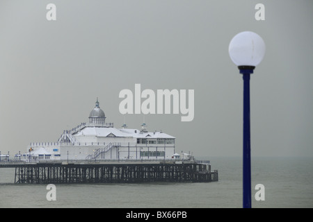 Eastbourne Pier and Band Stand in the snow. Stock Photo