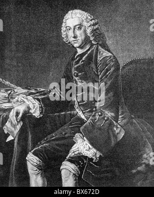 William Pitt, 1st Earl of Chatham; Black and White Illustration; Stock Photo