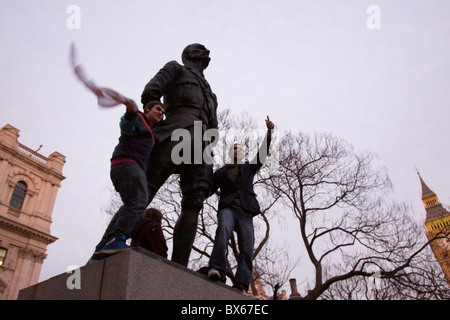 Students protesting against rise to tuition fees in central London. Stock Photo