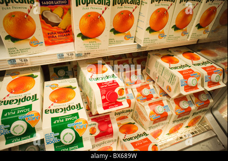 Cartons of Tropicana orange juice are seen in a supermarket refrigerator case in New York Stock Photo