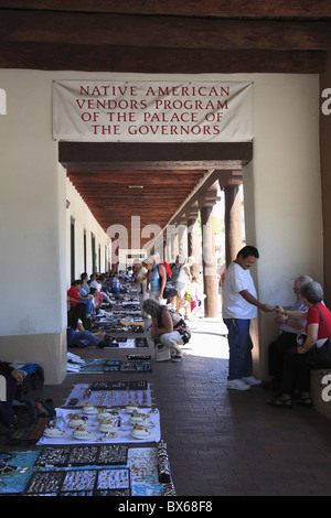 Native American Vendors, Palace of the Governors, Santa Fe, New Mexico, United States of America, North America Stock Photo