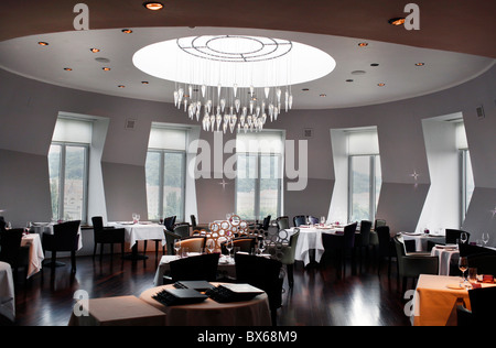 Interior of gourmant Celeste Restaurant at the Prague's Dancing House (Ginger and Fred), Czech Republic. (CTK Photo/Rene Fluger) Stock Photo