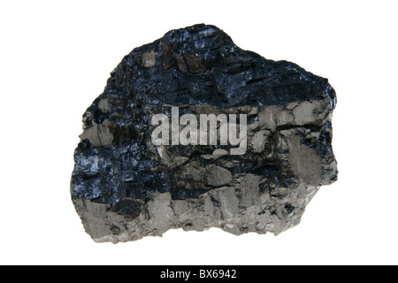 Big piece of black coal isolated on white background Stock Photo