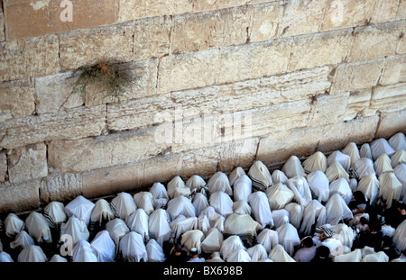 The Priestly Blessing Ceremony by the Western Wall at Succot, Old City, Jerusalem, Israel, Middle East Stock Photo