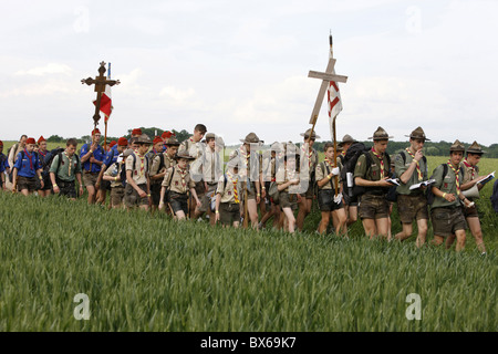 Traditionalist Catholic pilgrimage, Eure-et-Loir, France, Europe Stock Photo