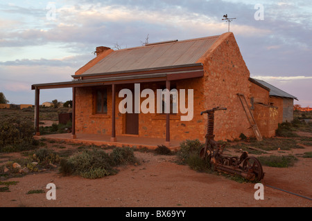 An old cottage in the old silver mining town of Silverton near Broken Hill in outback New South Wales at sunrise Stock Photo