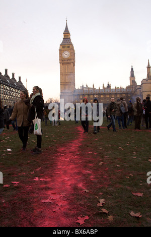 Students protesting against rise to tuition fees in central London. Stock Photo