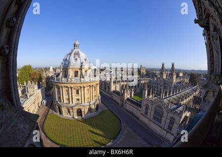 Rooftop view of Radcliffe Camera and All Souls College from University Church of St. Mary the Virgin, Oxford, Oxfordshire, UK Stock Photo