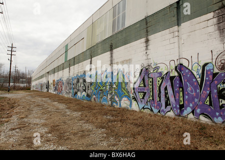 Graffiti Art along the B-Line trail in Bloomington, Indiana. Street art Midwest college town painting paint American Stock Photo