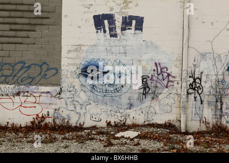 Graffiti Art along the B-Line trail in Bloomington, Indiana. Street art Midwest college town painting paint American Stock Photo