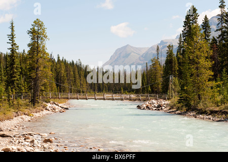 Footbridge over the Vermilion River at The Paint Pots monument, Kootenay National Park, British Columbia, Canada Stock Photo