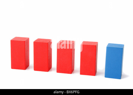Colored blocks standing next to each other. All isolated on white ...