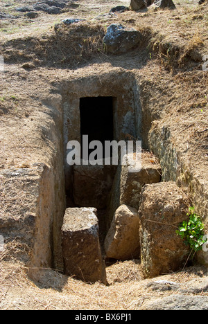 Tomb, Etruscan Necropolis of Ara del Tufo, Tuscania, Viterbo, Lazio, Latium, Italy, Europe Stock Photo