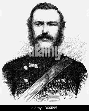 events, Second Schleswig War 1864, Battle of Dybbol, 18.4.1864, portrait of Lieutenant J.A.P. Ancker, defender of redoubt No. II, wood engraving, published on 28.5.1864, Additional-Rights-Clearences-Not Available Stock Photo