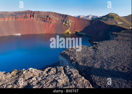 Ljotipollur crater lake in the Landmannalaugar area, Fjallabak region, Iceland, Polar Regions Stock Photo