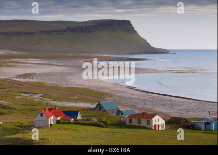 Small village in the West Fjords, near Latrabjarg cliffs in the south-western tip of the West Fjords (Vestfirdir), Iceland Stock Photo
