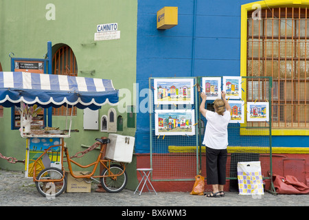 Vendor on El Caminito Street in La Boca District of Buenos Aires City, Argentina, South America Stock Photo