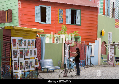 Art vendor on El Caminito street in La Boca District of Buenos Aires, Argentina, South America Stock Photo