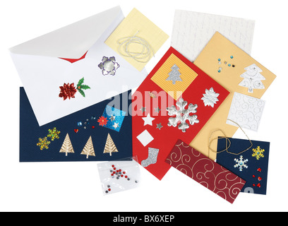 Kit scrapbooking with envelopes and colored cardboard Stock Photo