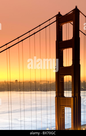 Usa, California, San Francisco, City Skyline and Golden Gate Bridge Stock Photo