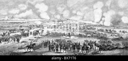 events, Second Schleswig War 1864, encounter at Dybbol, February 1864, wood engraving after contemporary illustration, Additional-Rights-Clearences-Not Available Stock Photo