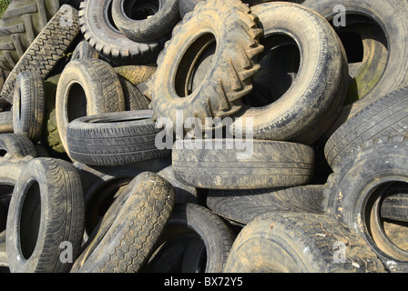 Stack of old tyres Stock Photo