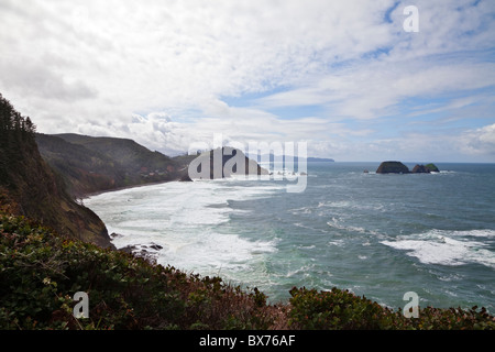 Looking south from the Cape Meares lighthouse, Tillamook County, Oregon, USA Stock Photo