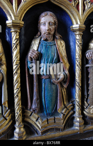 St. James the Lesser carving in Marler Chapel, Holy Trinity Church, Coventry, UK Stock Photo