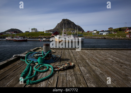 Moored fishing boats, Vesteralen archipelago, the northern continuation of Lofoten archipelago, Troms Nordland, Norway Stock Photo