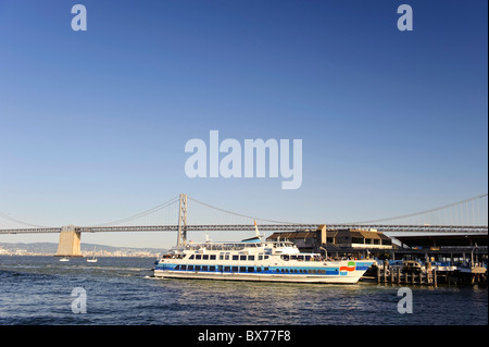 Usa, California, San Francisco, The Embarcadero and Oakland Bay Bridge Stock Photo