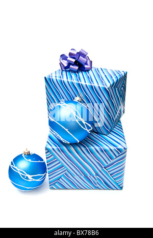 blue christmas gifts Stock Photo