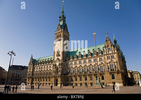 The New Gothic style Town Hall (Rathaus) in central Hamburg, Germany, Europe Stock Photo