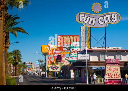 Motels and Wedding Chapel, The Strip, Las Vegas, Nevada, United States of America, North America Stock Photo