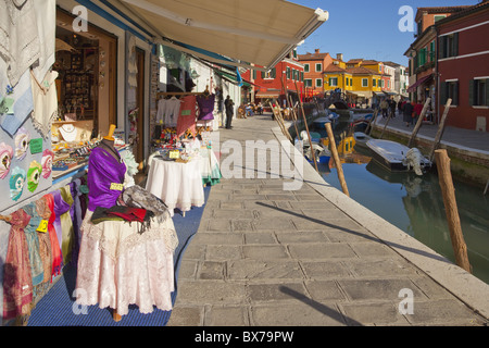 Lace for sale, Burano, Venice, Veneto, Italy, Europe Stock Photo