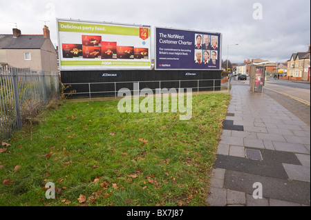 JCDecaux billboard site featuring advertising posters for ASDA and NatWest bank UK Stock Photo