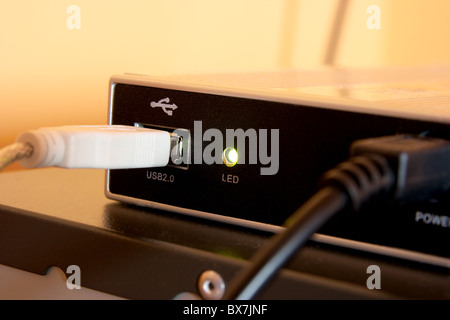 Closeup of the back of an usb external harddrive Stock Photo
