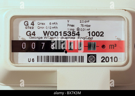 Gas meter with motion blur on digits to imply high consumption Stock Photo