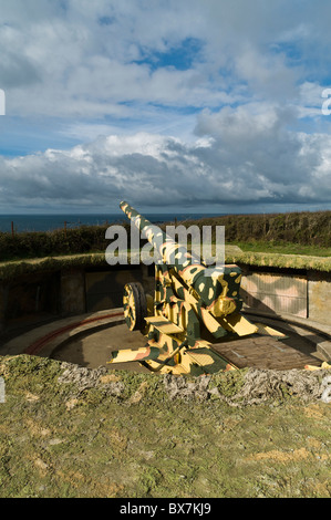 dh Pleinmont TORTEVAL GUERNSEY Second World War German naval gun emplacement Hitlers Atlantic Wall channel island under occupation ww2 gunnery battery Stock Photo