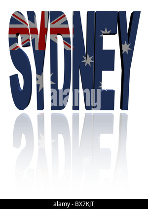 Sydney text with Australian flag illustration Stock Photo