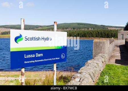 Scottish Hydro electricity generating scheme at Lussa Dam on Lussa Loch on the Kintyre Peninsula. Argyll & Bute, Scotland Stock Photo