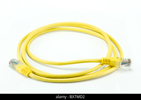 yellow network cable Stock Photo