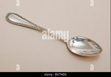 An antique silver Italian teaspoon, Stock Photo