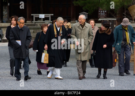 buddhist monk leading procession at Nanzen-ji temple - Kyoto, Japan Stock Photo